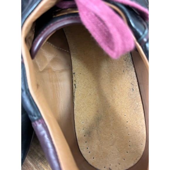 Men's Mezlan Black Quilted Leather Sneakers with Burgundy Laces, Size 14 - Picture 13 of 15